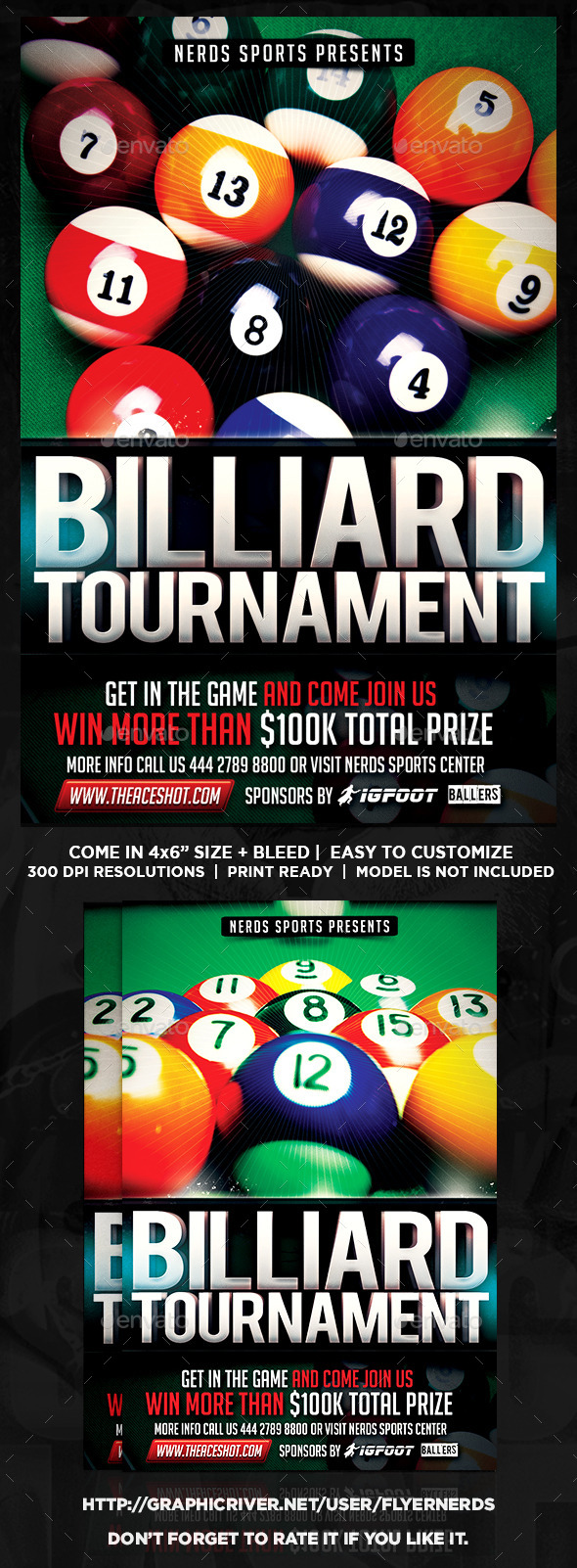 Billiard Competition Sport Flyer by flyernerds GraphicRiver